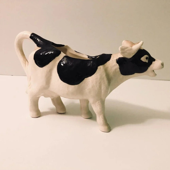 Vintage Ceramic Cow Creamer Figurine 7  Inch Long Holstein - Picture 13 of 13